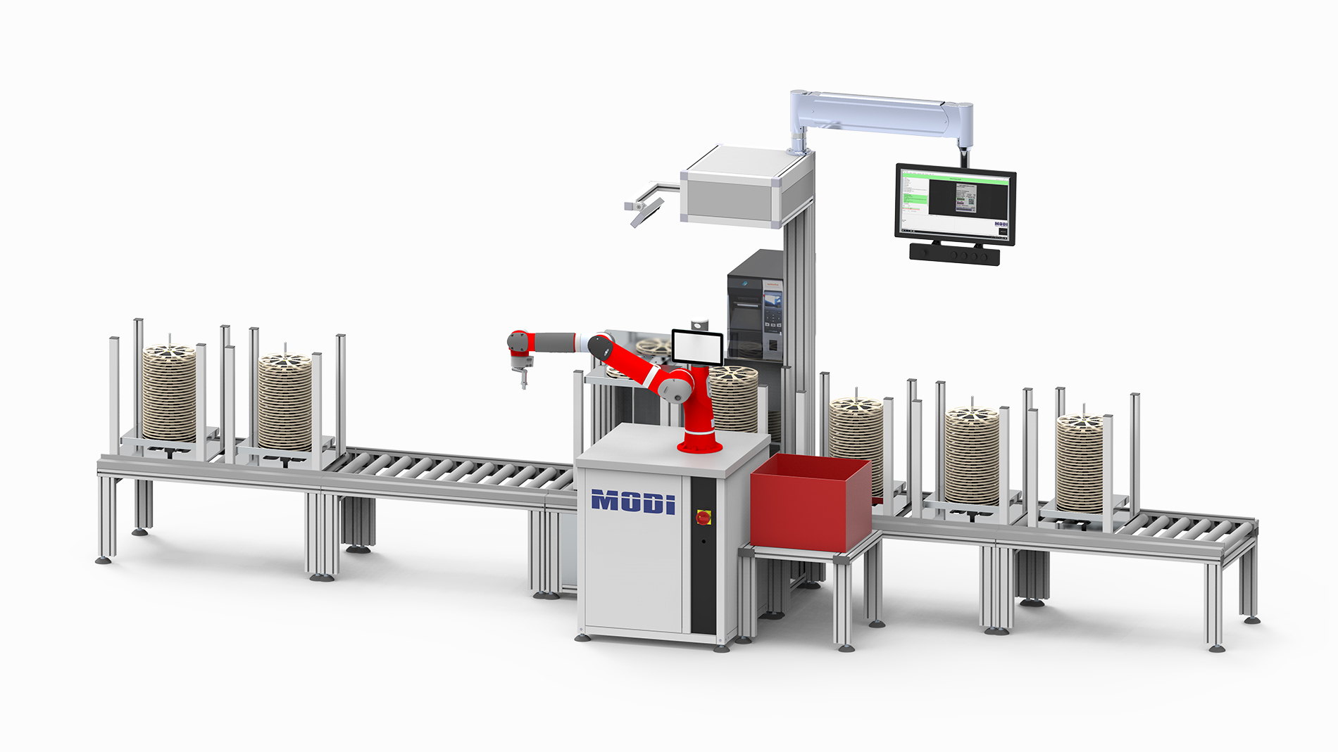 New system for the automated incoming goods process of SMD component rolls in the electronics industry  (Fig.: Modi GmbH)