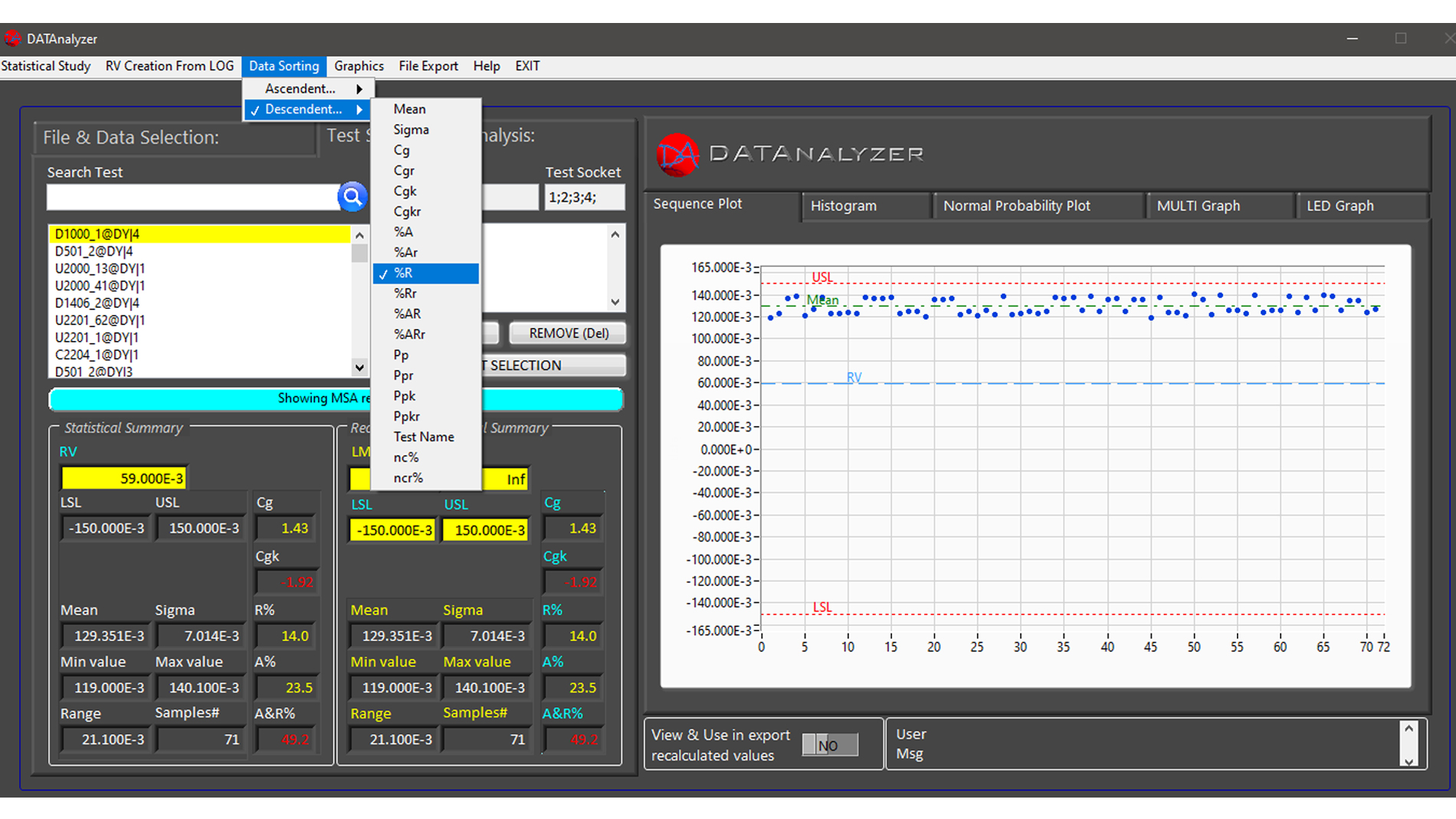 Fig 2: Screen of the SPHERA DATAnalyzer software while performing an analysis (Figure: Sphera)(Bild: Sphera)