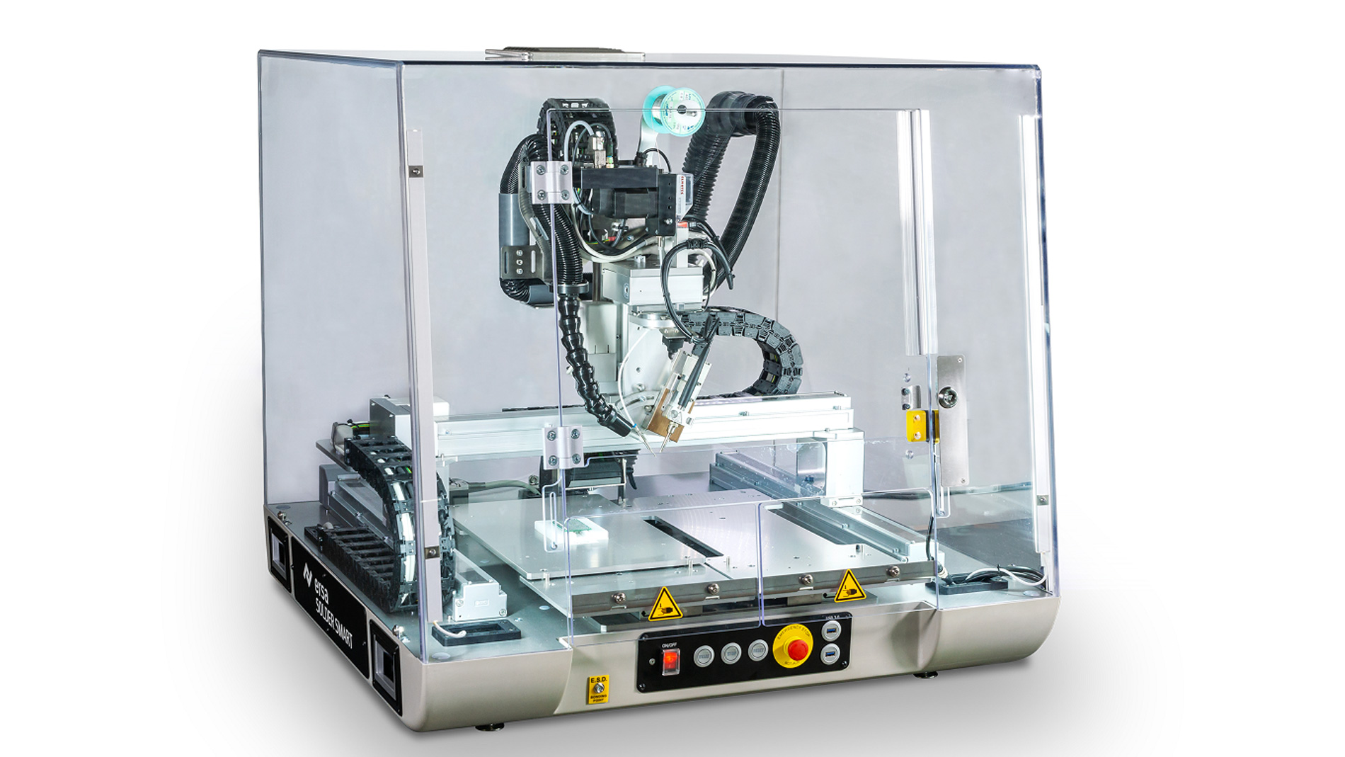 Figure 1: The SOLDER SMART with a protective hood incl. LED lighting - this protects the work area from contamination, prevents the operator from reaching in during operation, and ensures a reliable soldering process (Fig: Kurtz Holding GmbH & Co. Beteiligungs KG)